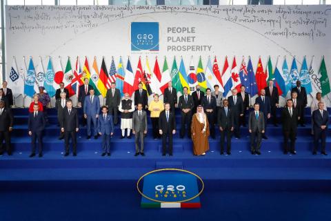 Foto delegatieleiders Top G20 - Rome 2021